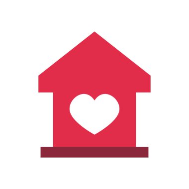 Bağış konsepti, kalp ikonu olan ev, düz stil.