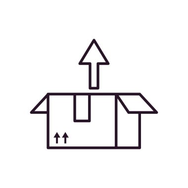 ok yukarıdaki simge ile paket kutusu, satır biçimi