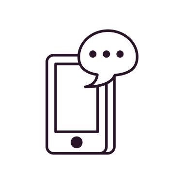 Konuşma baloncuğu simgesi olan akıllı telefon, satır biçimi