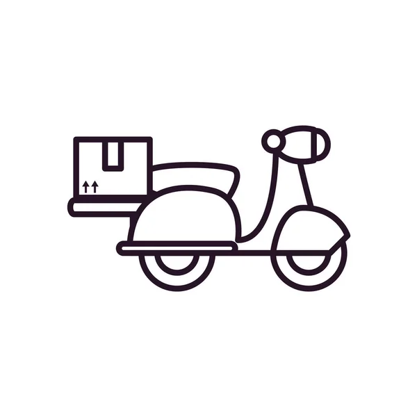 Dostawa motocykla z ikoną pakietu, styl linii — Wektor stockowy