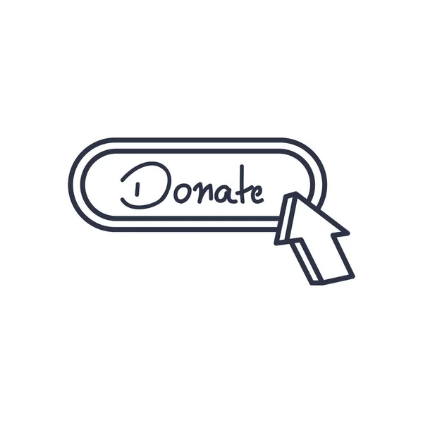 Donazioni beneficenza concetto, donare pulsante web e icona del cursore, stile linea — Vettoriale Stock