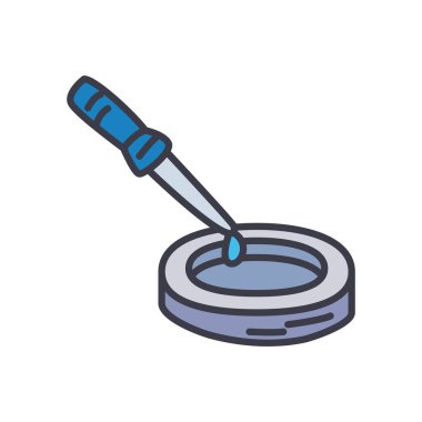 petri kabı ve damlalık simgesi, düz stil