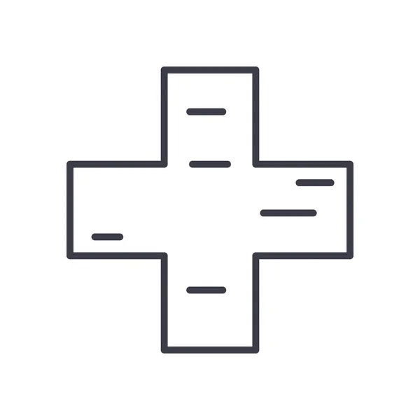 Icono de cruz médica, estilo de línea — Archivo Imágenes Vectoriales