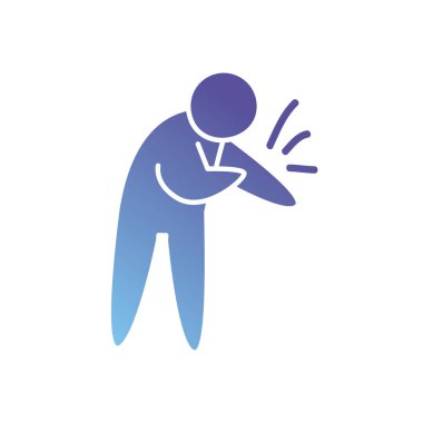 Gövde ağrısı simgesi olan pictogram adamı, gradyan biçimi