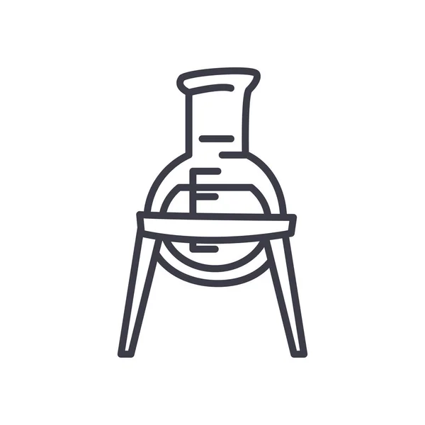 Frasco químico en el icono del soporte, estilo de línea — Vector de stock