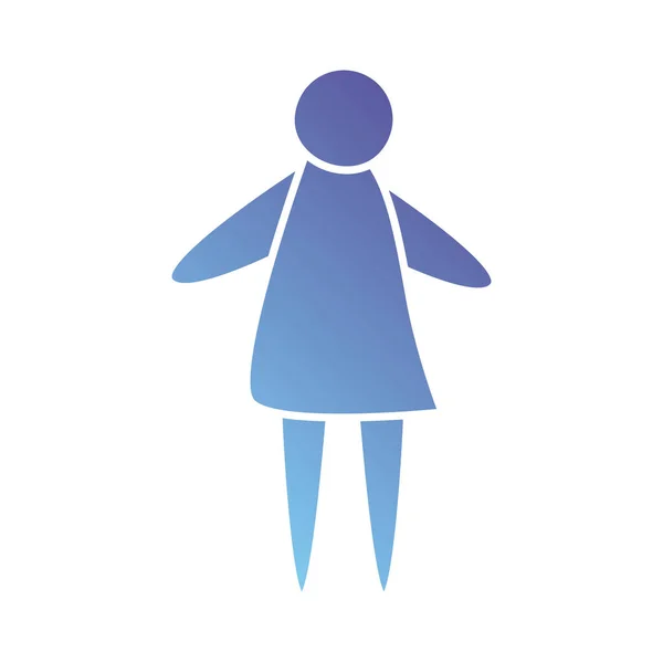 Piktogramm Frau stehende Ikone, Steigungsstil — Stockvektor