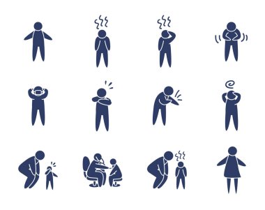 pictogram kişi ve sağlık simgesi seti, satır biçimi