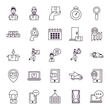 teknoloji aygıtları ve hızlı iletim simgesi seti, satır biçimi