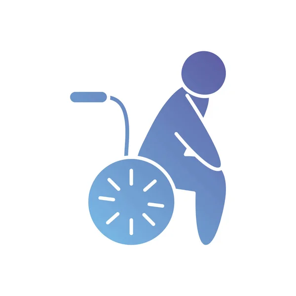 Pictogram man in a wheelchair icon, gradient style — Stock Vector