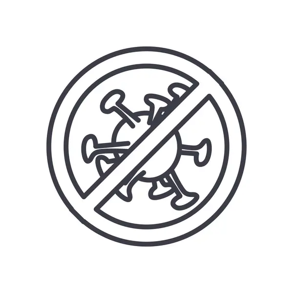 Signo prohibido con covid 19 icono de símbolo, estilo de línea — Vector de stock