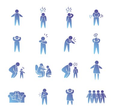 pictogram doktorlar ve kişiler simgesi seti, gradyan biçimi
