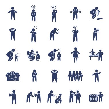 sağlık ve pictogram kişi simgesi seti, satır biçimi