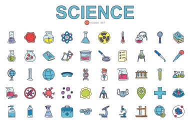 Bilim simgesi seti, düz biçim