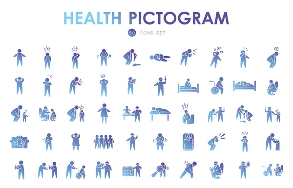 Zdraví piktogram osoby ikona set, gradient styl — Stockový vektor