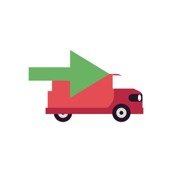 Lieferwagen mit Pfeil-Symbol, flacher Stil — Stockvektor