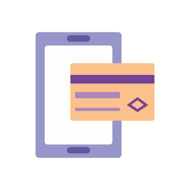 mobil bankacılık kavramı, kredi kartı simgesi olan akıllı telefon, düz stil