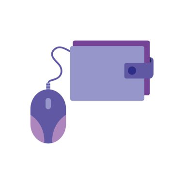 mobil bankacılık kavramı, fare aygıtı simgesi olan cüzdan, düz biçim