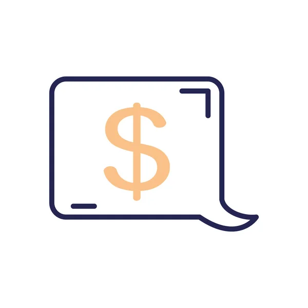 Bańka mowy z ikoną symbolu pieniędzy, kolor linii stylu — Wektor stockowy