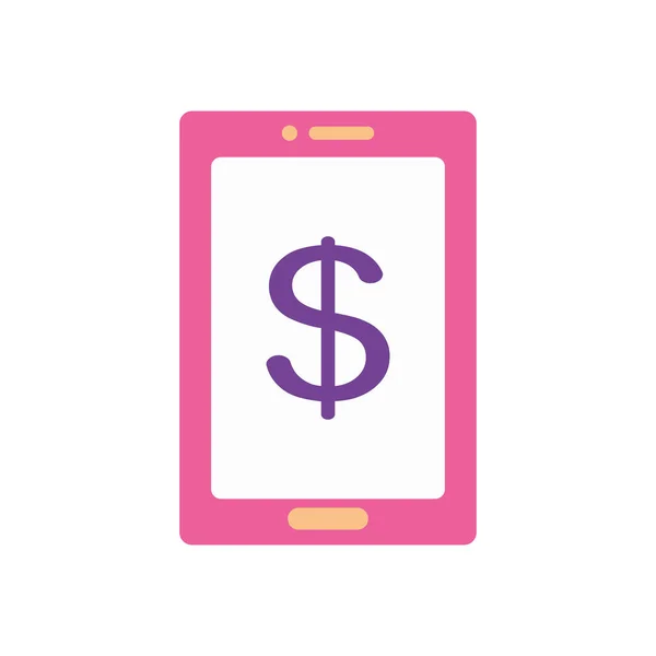 Concetto di mobile banking, smartphone con icona simbolo monetario, stile flat — Vettoriale Stock