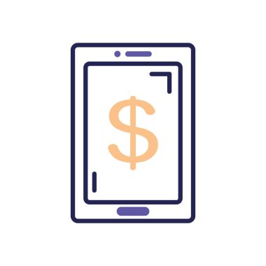 mobil bankacılık kavramı, para simgesi simgesi olan akıllı telefon, satır rengi biçimi