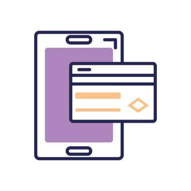 mobil bankacılık kavramı, kredi kartı simgesi olan akıllı telefon, satır rengi