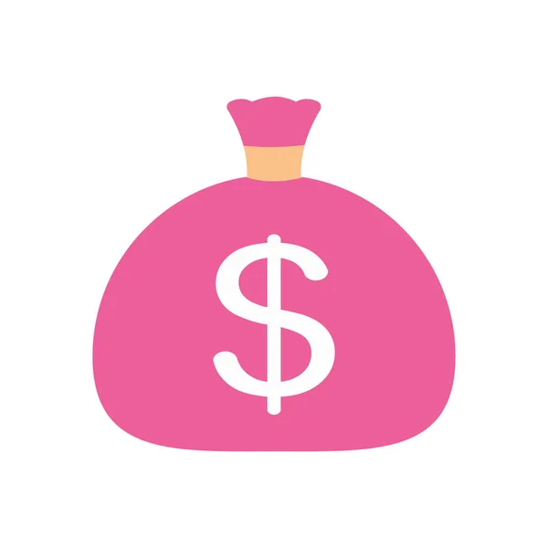 Money bag icon, flat style — Stock Vector