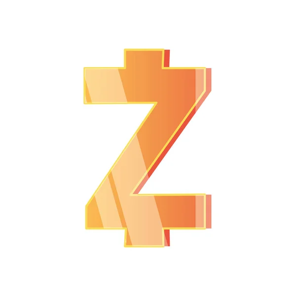 Zcash cryptocurrency symbol icon, detailed style — Stock Vector