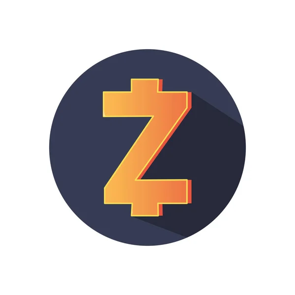 Zcash cryptogeld symbool pictogram, blok gedetailleerde stijl — Stockvector