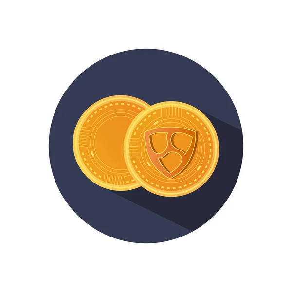 Felni érmék ikon, blokk részletes stílus — Stock Vector