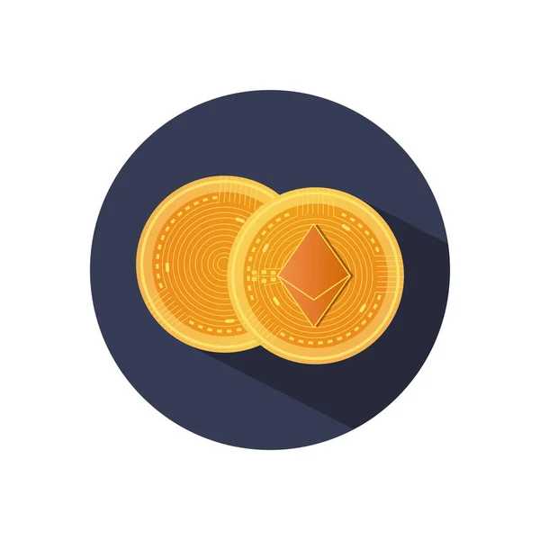 Icona di monete in ethereum, blocco stile dettagliato — Vettoriale Stock