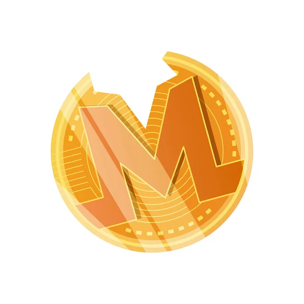 Beschädigtes Monero-Kryptocoin-Symbol, detaillierter Stil — Stockvektor