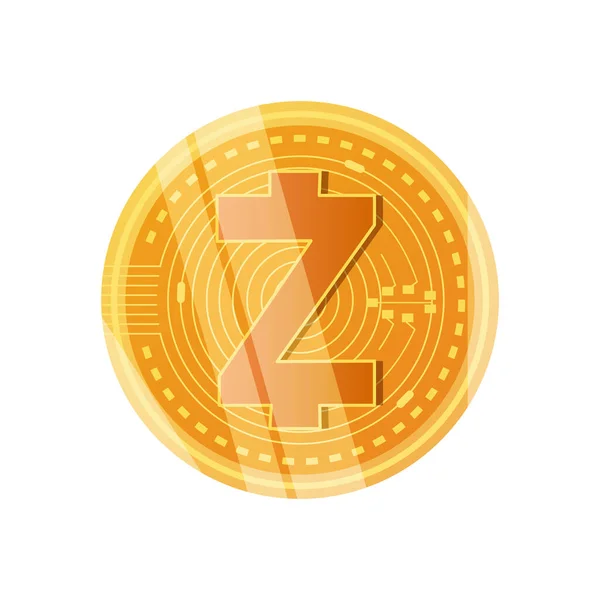 Zcash cryptocoin icon, detailed style — Stock Vector