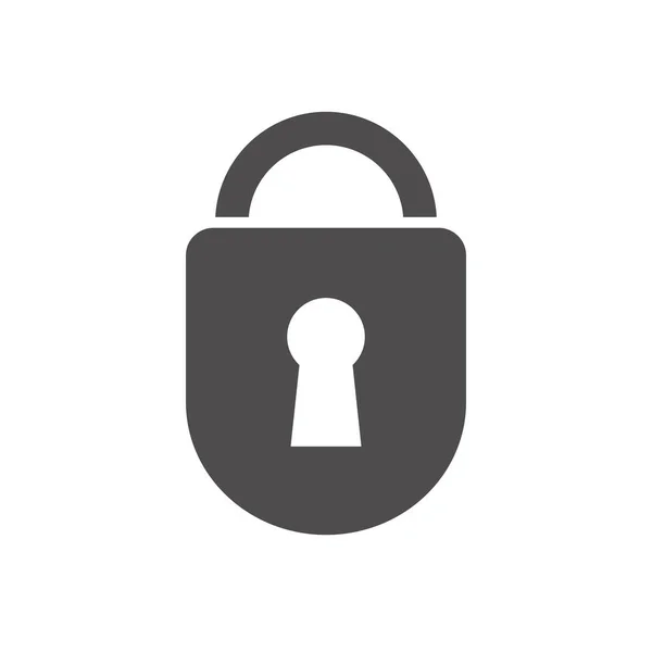 Veiligheidshangslot pictogram, silhouet stijl — Stockvector