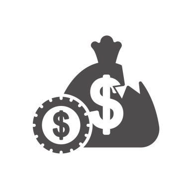 Ekonomik durgunluk, bozuk para çantası ve bozuk para, siluet tarzı