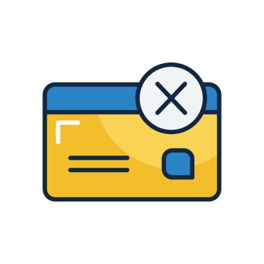 Ekonomik durgunluk kavramı, yasaklı işaret simgesiyle kredi kartı, çizgi rengi tarzı