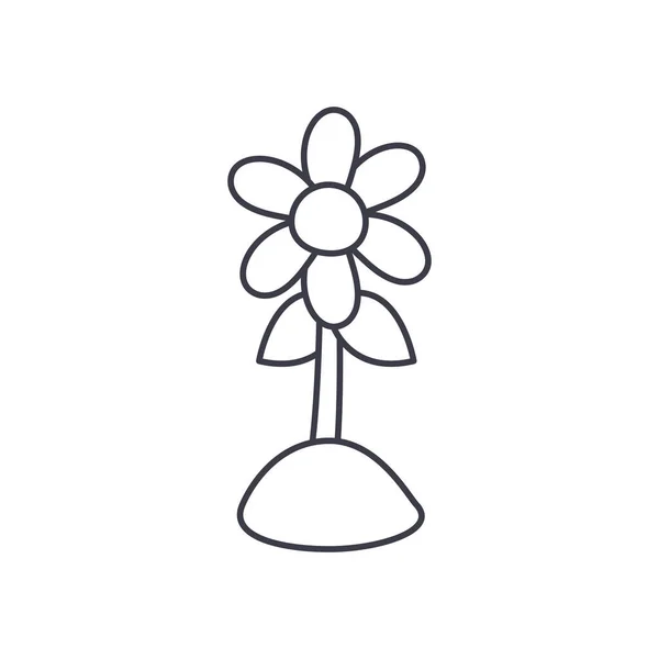Hermoso icono de crecimiento de flor, estilo de línea — Archivo Imágenes Vectoriales