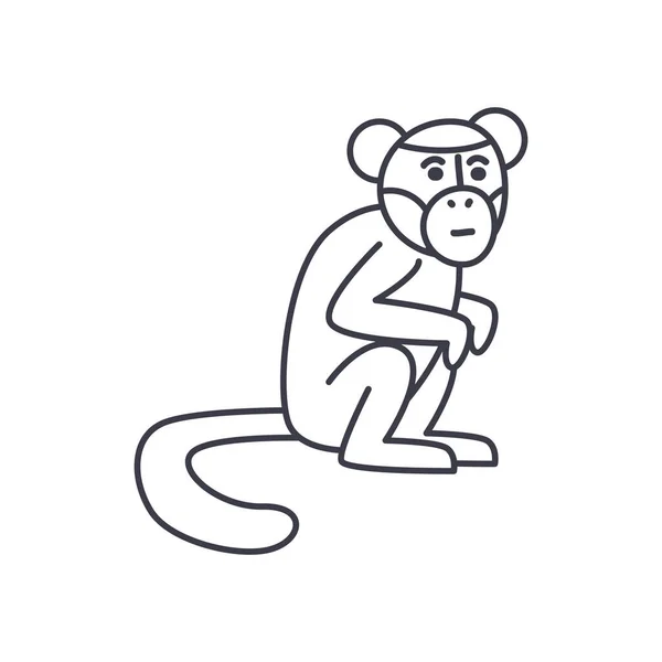 만화 원숭이 아이콘, 라인 스타일 — 스톡 벡터