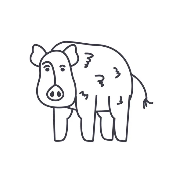 Pig animal icon, line style — Stock Vector