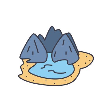 Etrafı suyla çevrili dağlar.