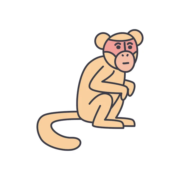 Çizgi film maymun simgesi, doldurma biçimi — Stok Vektör