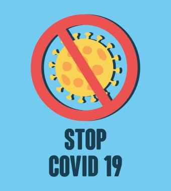 Covid 19 kavramını durdur, Coronavirus sembollü yasak işaret