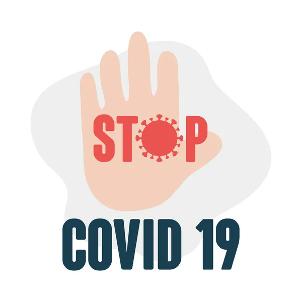 Stop covid 19 concept, icône stop hand — Image vectorielle
