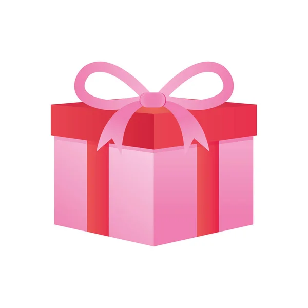 Roze geschenkdoos pictogram, gedetailleerde stijl — Stockvector