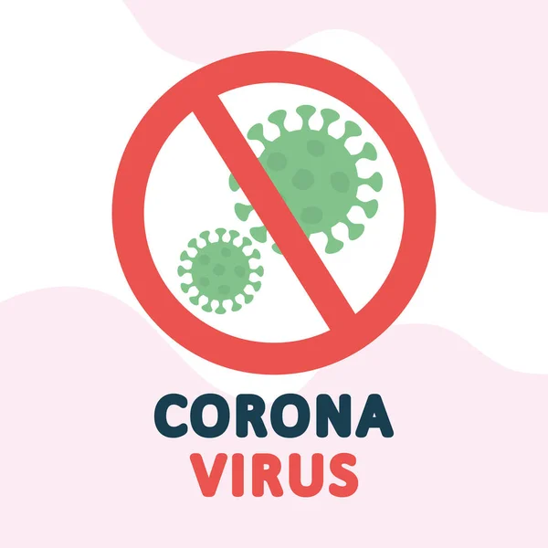 Stop covid 19 konsep, dilarang tanda dengan simbol ikon coronavirus - Stok Vektor