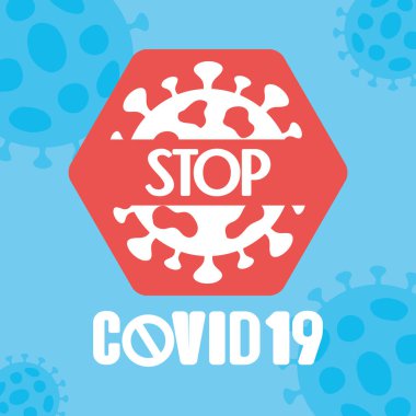 Covid 19 kavramını durdur, Coronavirus sembollü tabelayı durdur