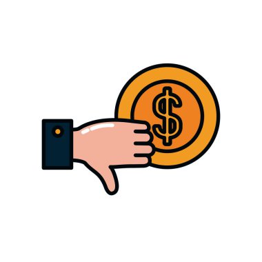 para ve el başparmak aşağı, çizgi ve dolgu tarzı ile