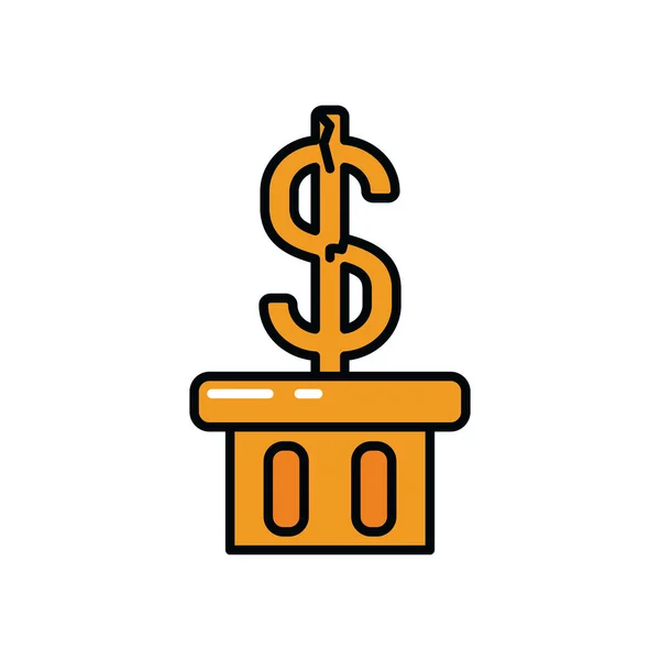 Stapel mit Geld-Symbol-Symbol über weißem Hintergrund, Linie und Füllstil — Stockvektor