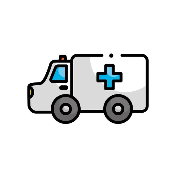 Ambulance vehicle icon, line color style — Stock Vector