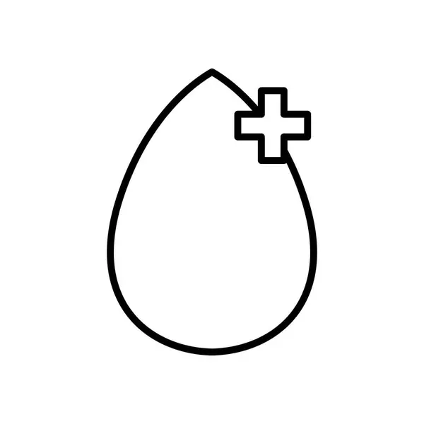 Vatten droppe och medicinsk kors ikon, linje stil — Stock vektor