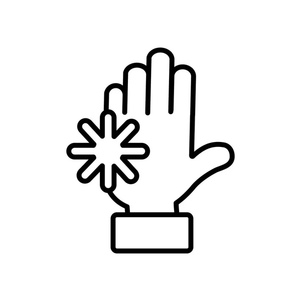 Hand mit Coronavirus-Symbol, Linienstil — Stockvektor